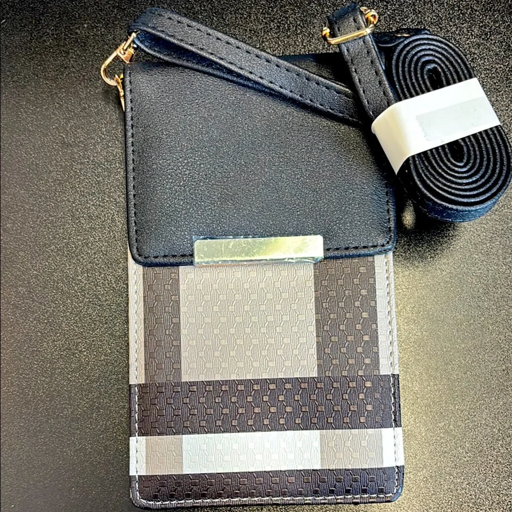 Black and Silver Crossbody Phone Bag
